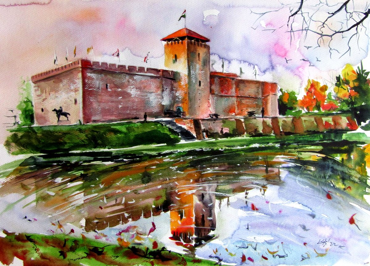 Impressionistic Watercolour , Castle Of Gyula In Hungary By Kovacs Anna Brigitta, 21 X 15, Artwork For Sale On Artfinder