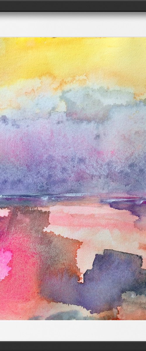Dawn of Hope I  Landscape Watercolor by Gesa Reuter