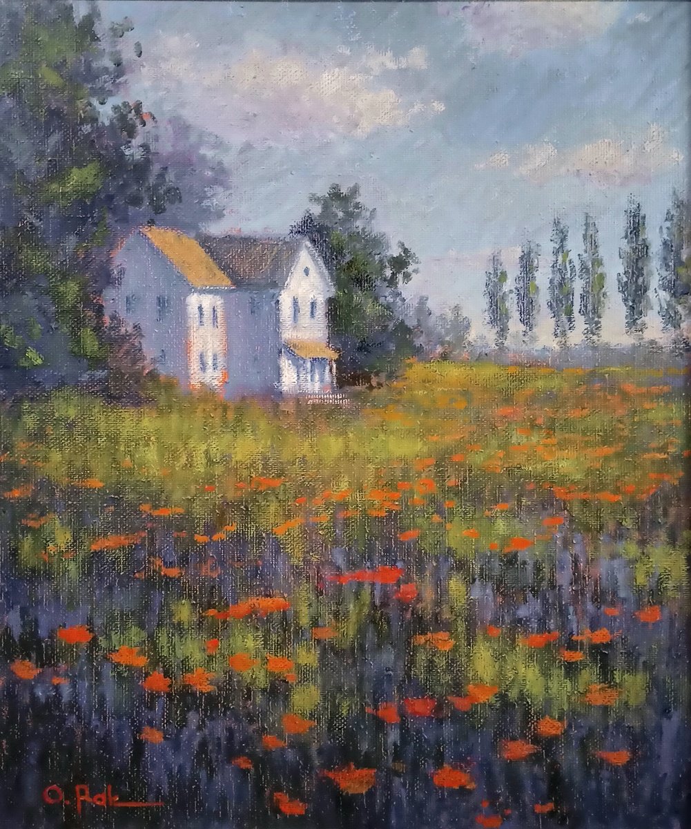 Impressionistic Landscape Oil Painting By Oleh Rak, 20 X 24", House In The Province, Original Artwork