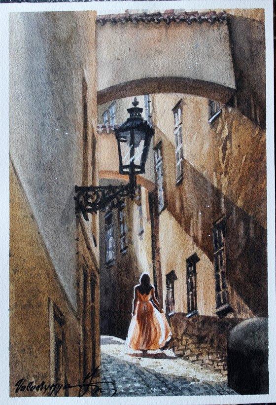 Sunny Street of Prague