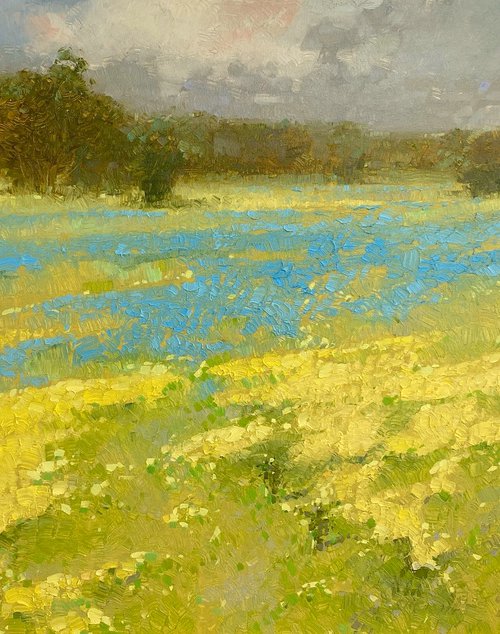 Meadow, Handmade oil painting One of a kind Large Size, Framed by Vahe Yeremyan