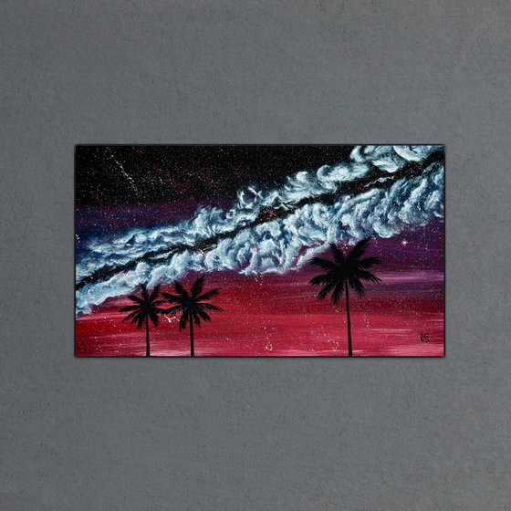 Mystic plum sky with clouds