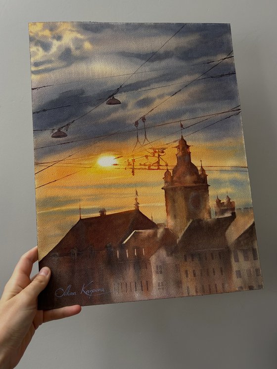 Sunset over roofs