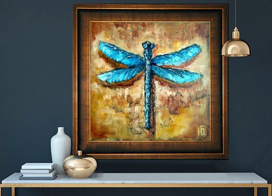 Blue dragonfly, 40x40 cm.