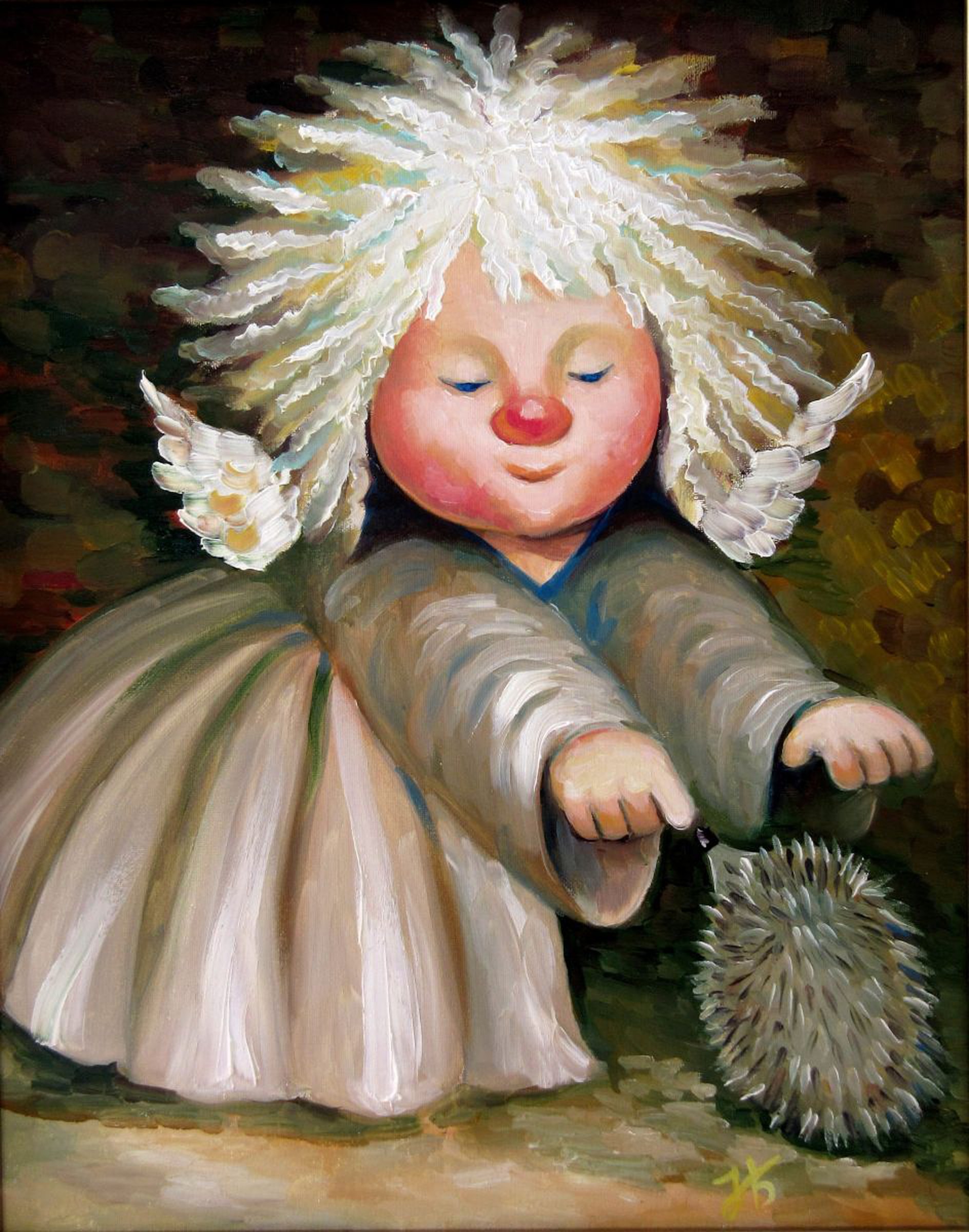 Angel With Hedgehog By Nadia Bykova Artfinder