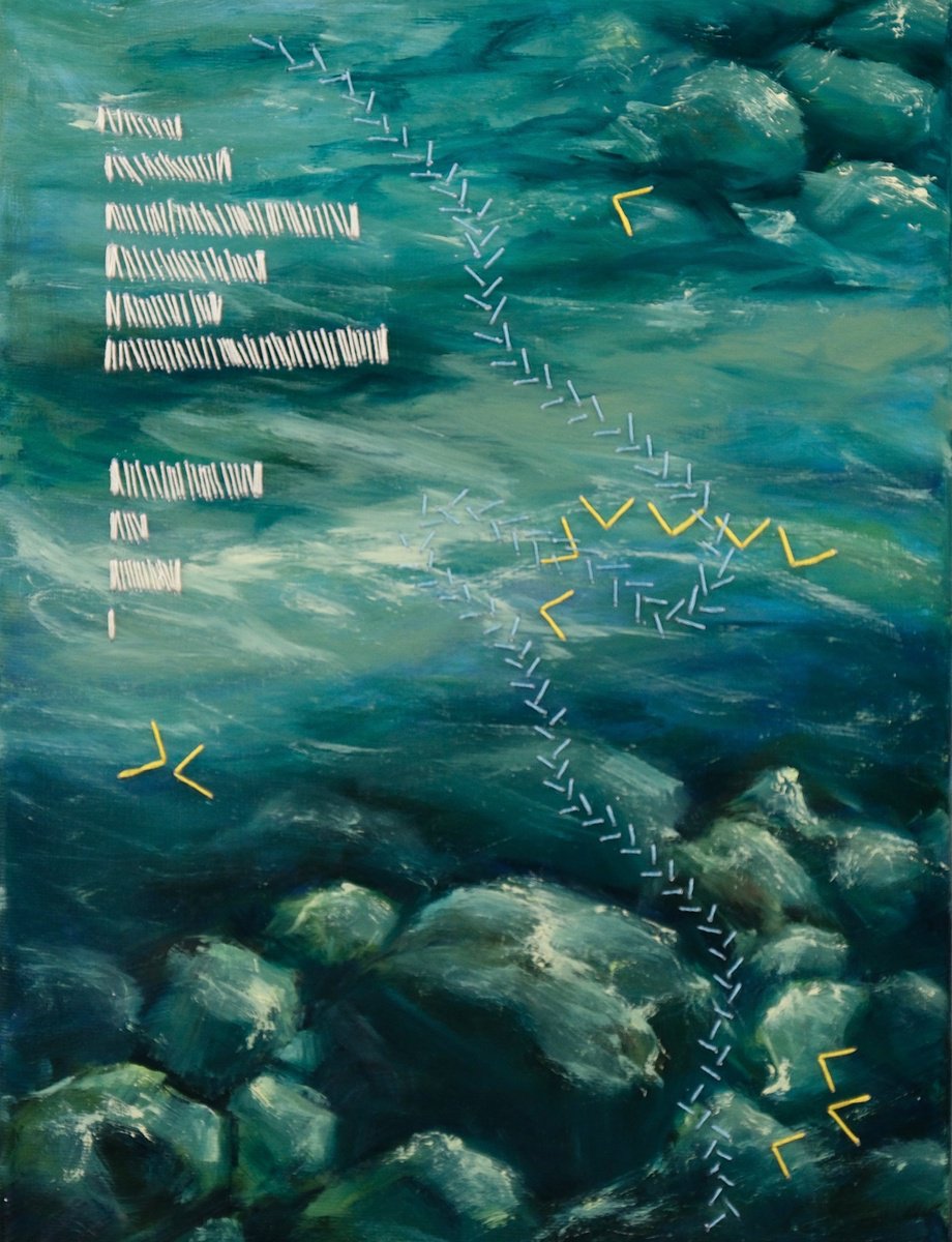 Organic Landscape Oil Painting By Valeria Ocean, 12 X 16", Verdant Flow, Original Artwork