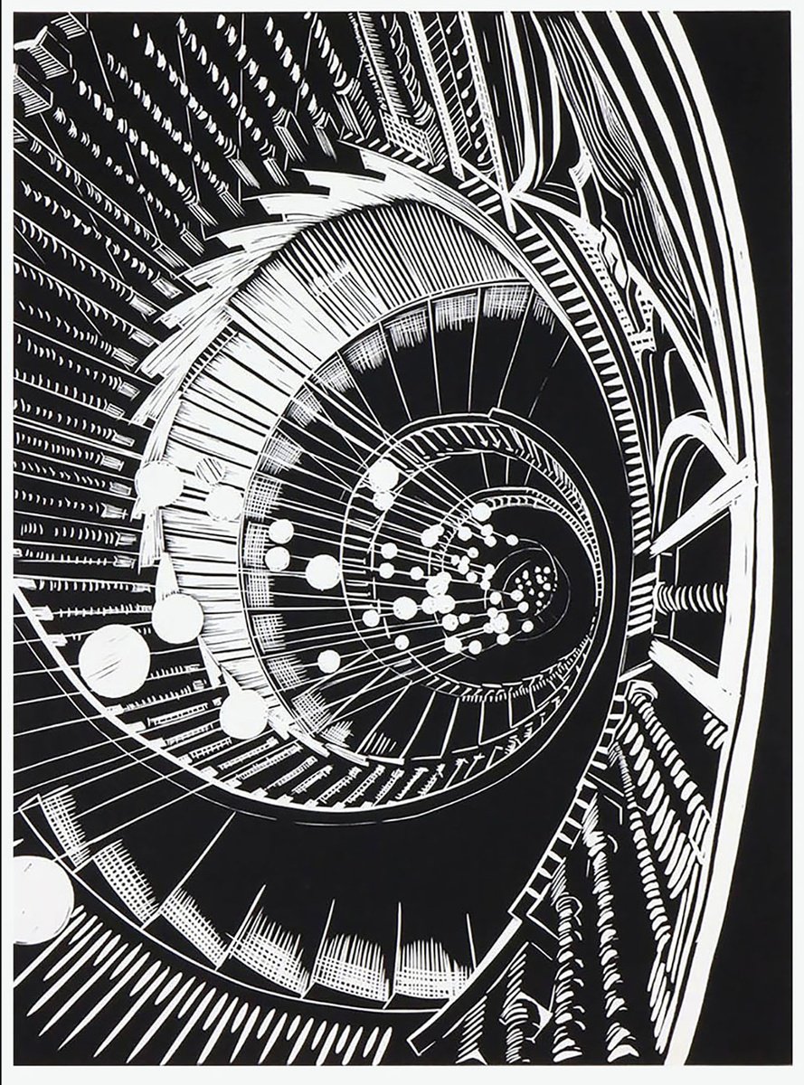 Cityscapes Linocut By Helen Boden, 15 X 19, Heals Helix, Original Artwork