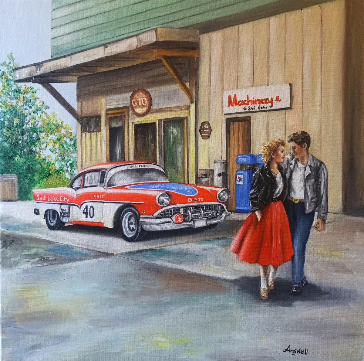 Photorealistic Portrait Oil Painting By Anna Rita Angiolelli, 20 X 20, American Graffiti 2, Original Artwork