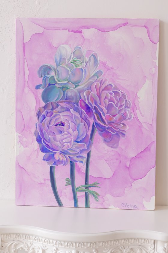 Diptych turquoise and lilac