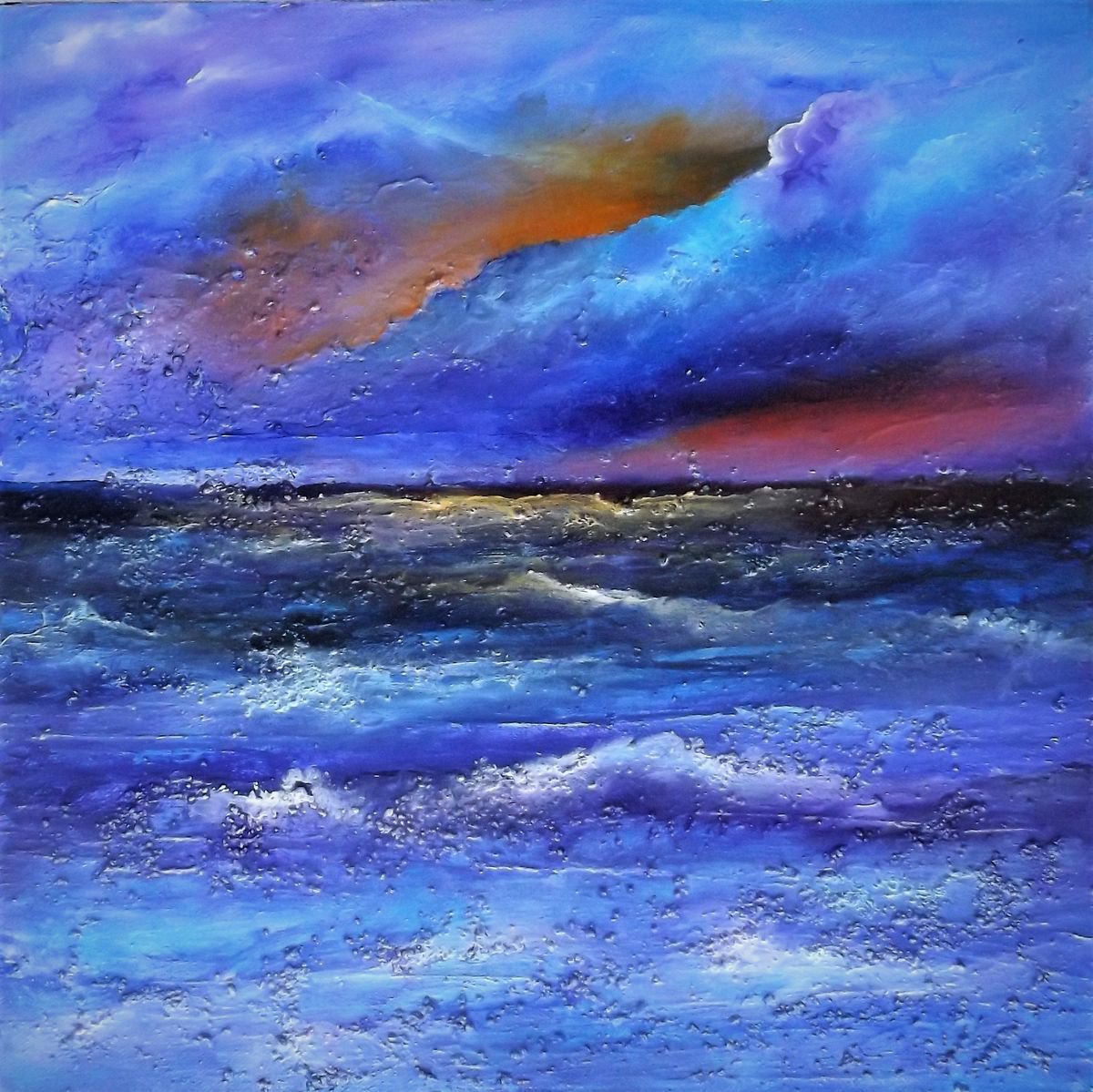 Horizon - Textured Clouds and Sea by Lisa Price