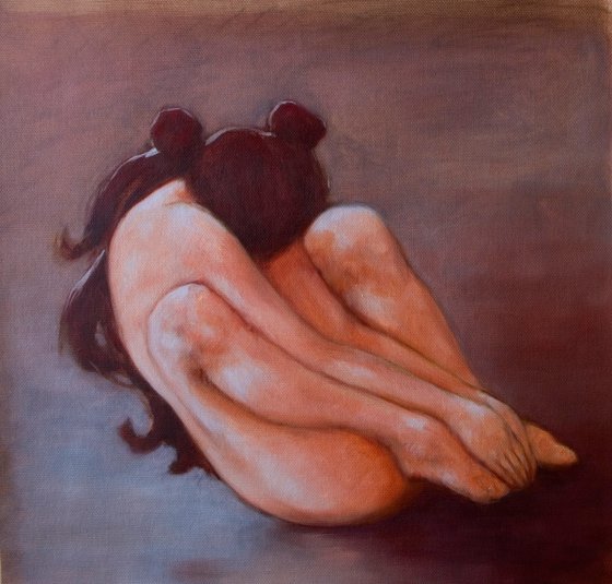 nude woman on blue brown