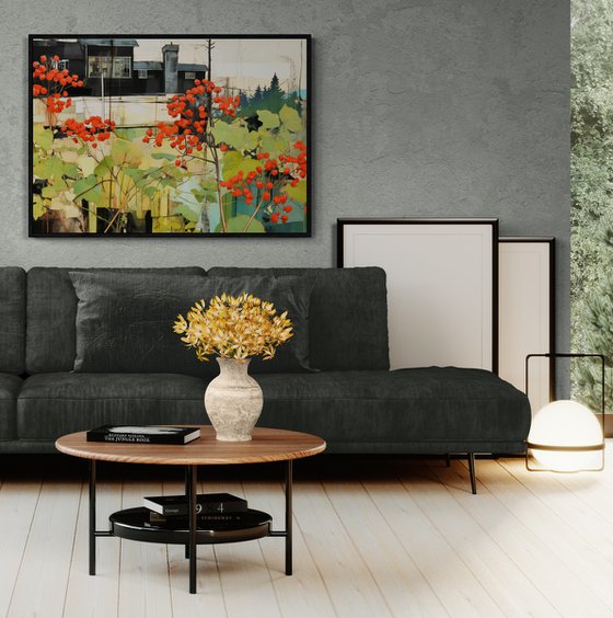 Red viburnum on a green glade #4