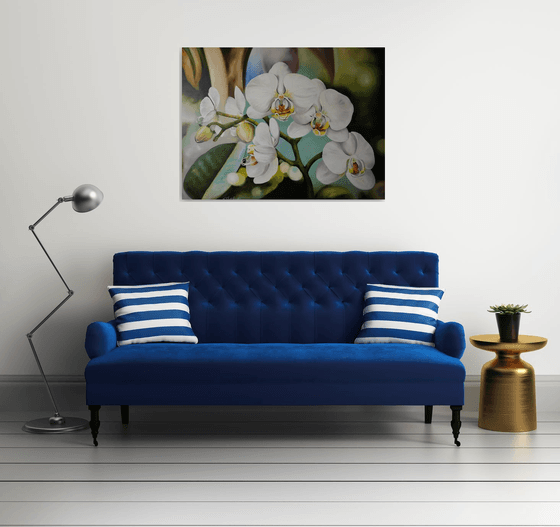 White Orchid Large Painting