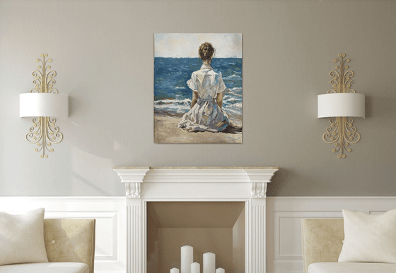 Woman by the ocean.