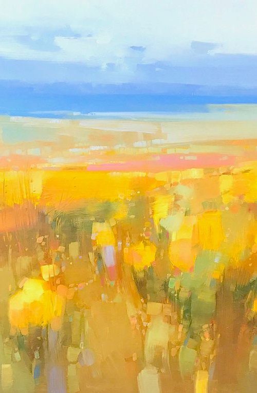Yellow Valley, Landscape Original oil painting, One of a kind, Extra Large Size by Vahe Yeremyan