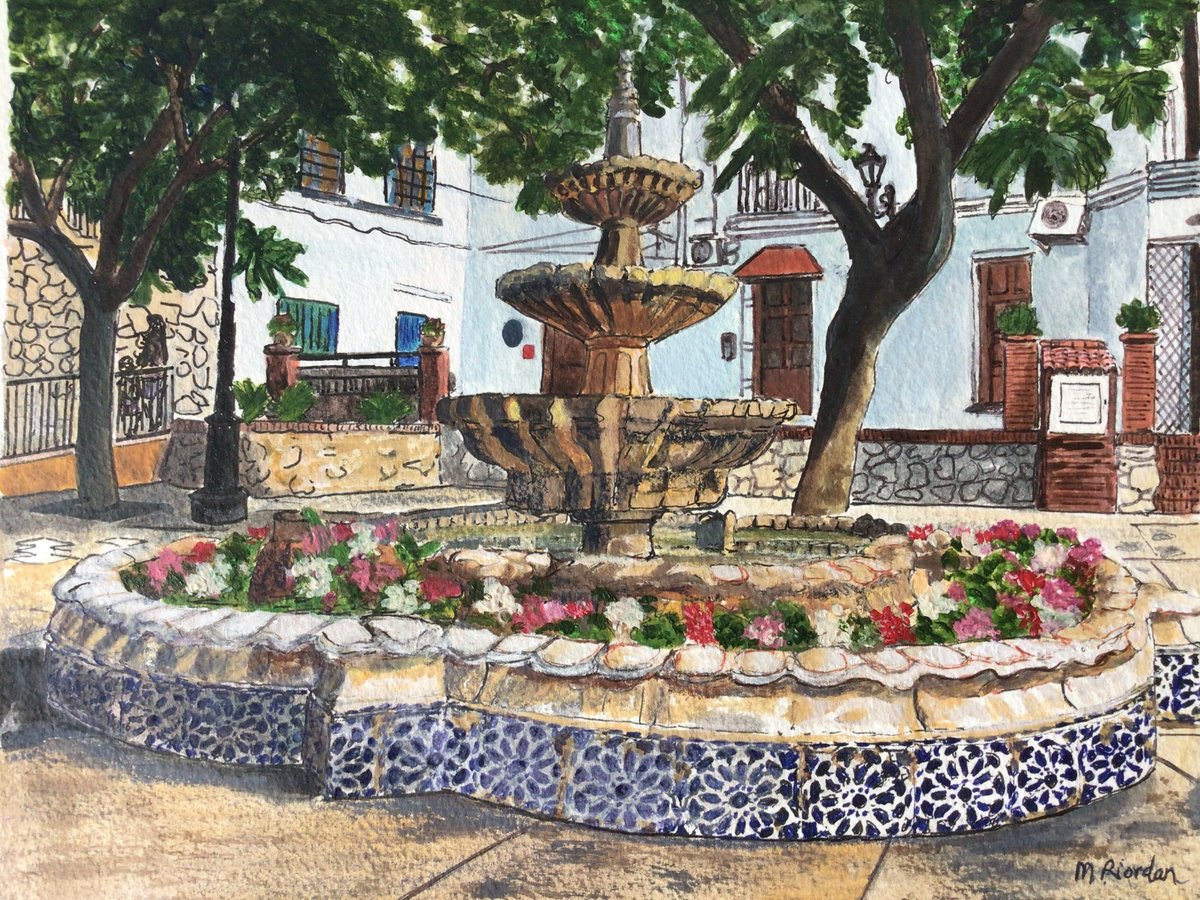 FOUNTAIN IN SPANISH SQUARE by Margaret Riordan