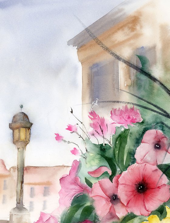 Blooming Copenhagen - Original Watercolor Painting