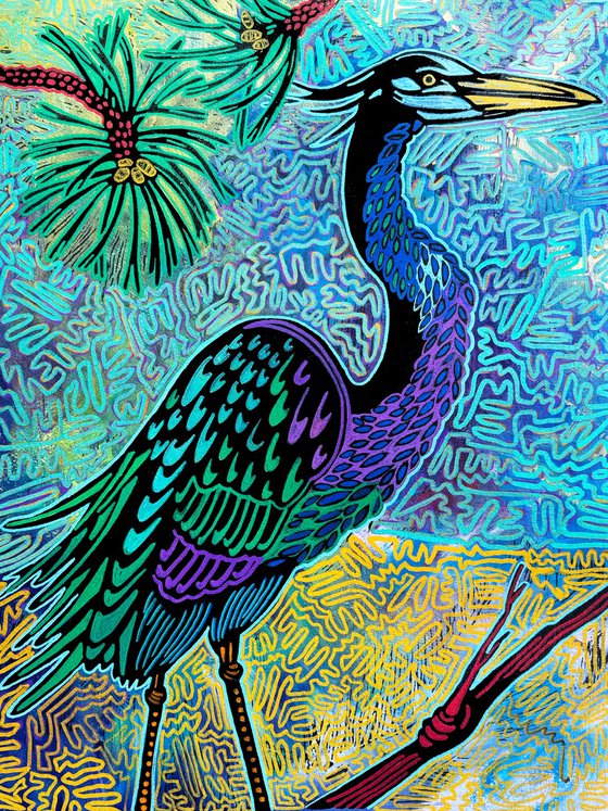 Blue Heron in a Ponderosa Pine