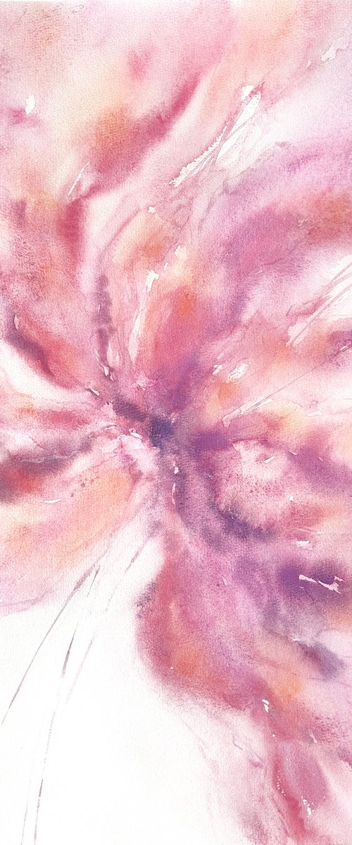 Abstract pink peony flower by Olga Grigo