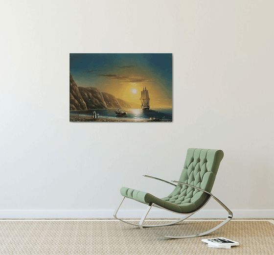 Fishing day-2 (60x90cm, oil painting, ready to hang)