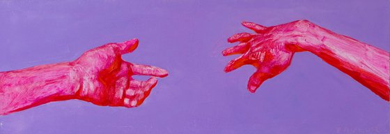red hands on mauve