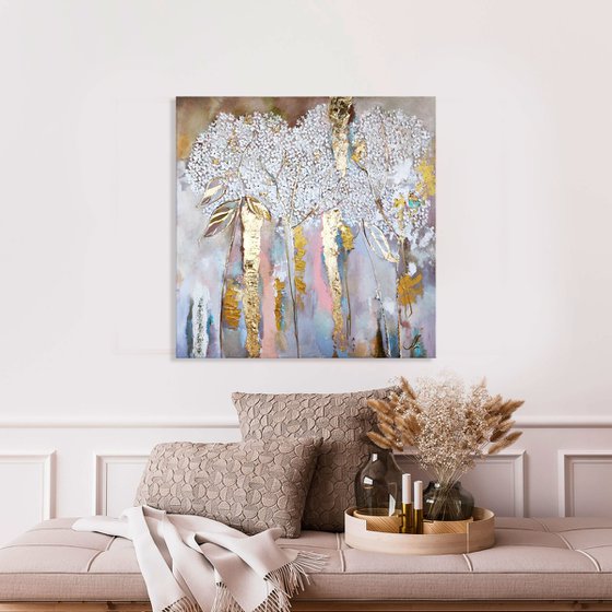Abstract painting with gilding