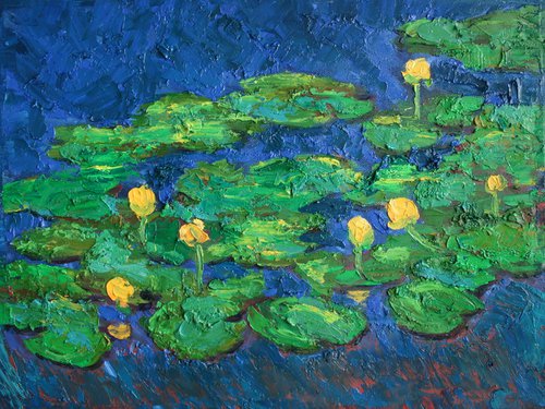 WATER LILIES, I / ORIGINAL OIL PAINTING by Salana Art Gallery