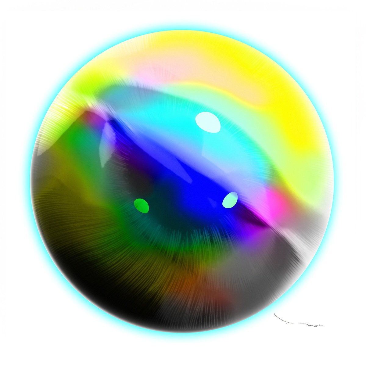 Surrealistic Abstract Print By Tehos, 24 X 24", Tehos - Circle 60-03, Original Artwork