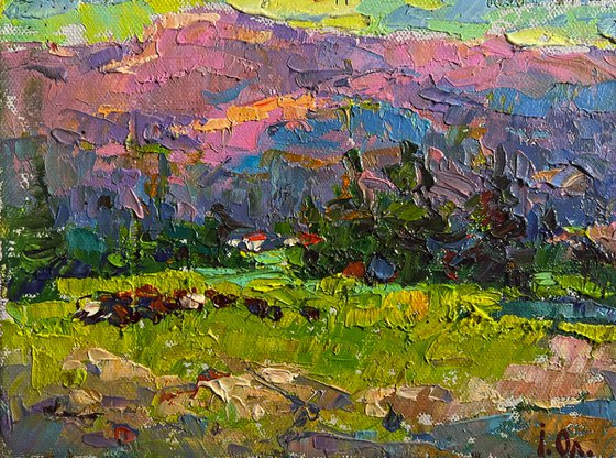 Mountains bathed in summer sun