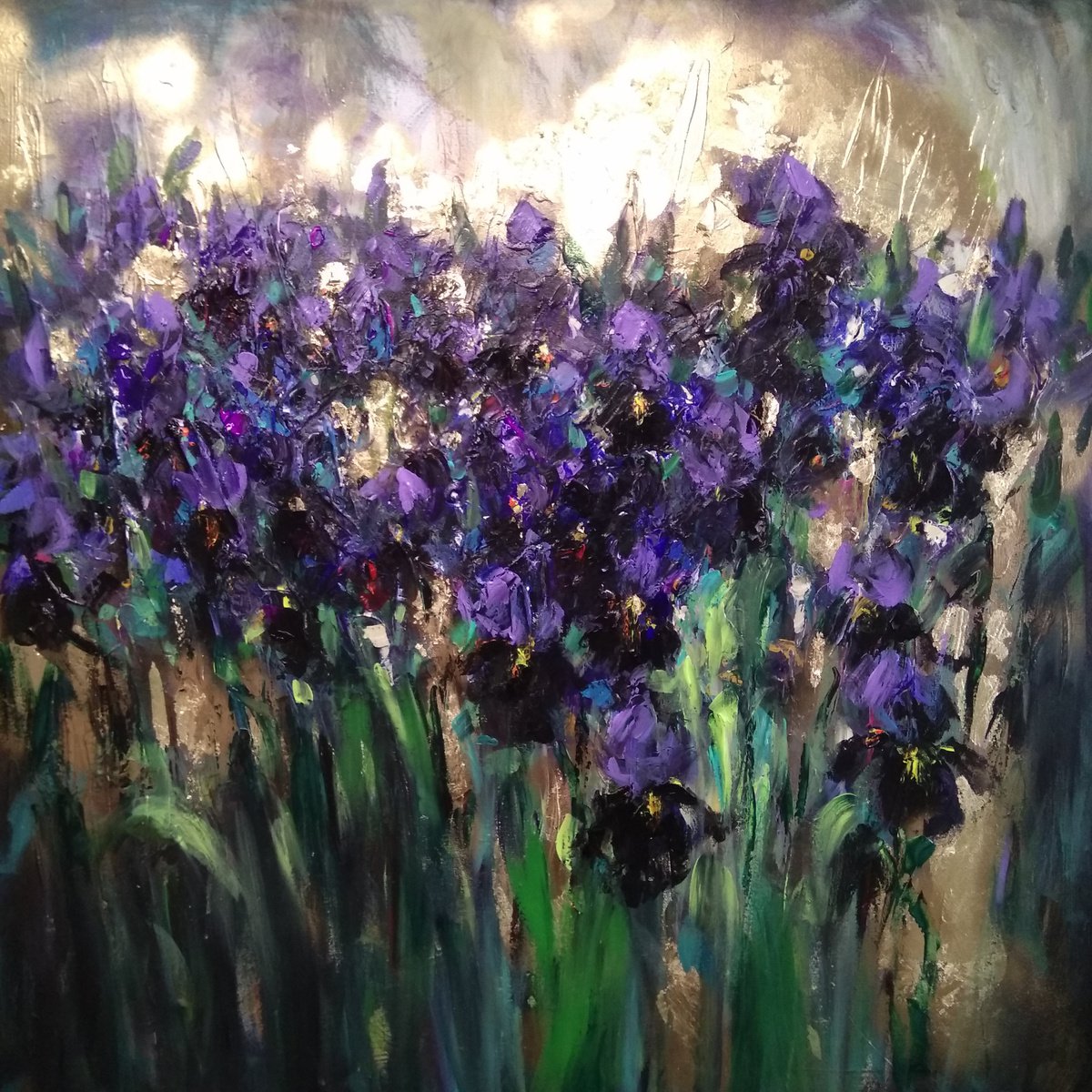 Blue Irises By Helinda (Olga Muller), 35 X 35, Artwork For Sale On Artfinder