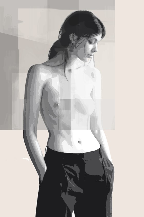 NUDE IN BLACK AND GREY 4   33"X49.5"