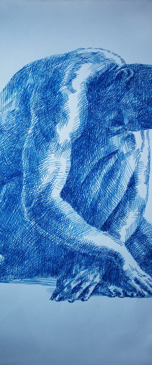 Male nude figure seated by Kateryna Bortsova