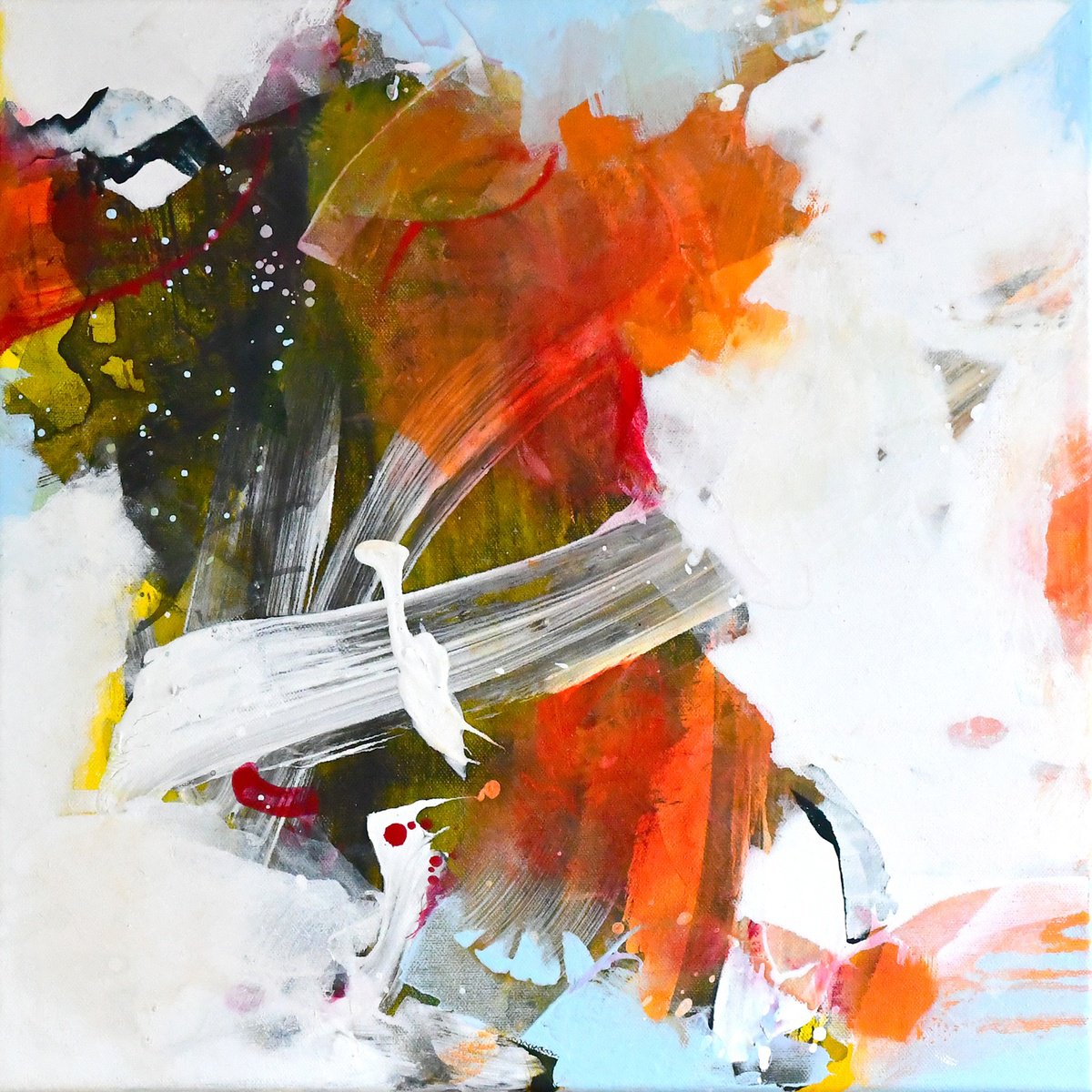 Abstract Acrylic Painting By Kirsten Handelmann, 16 X 16", Coming Through A Cloud, Original Artwork