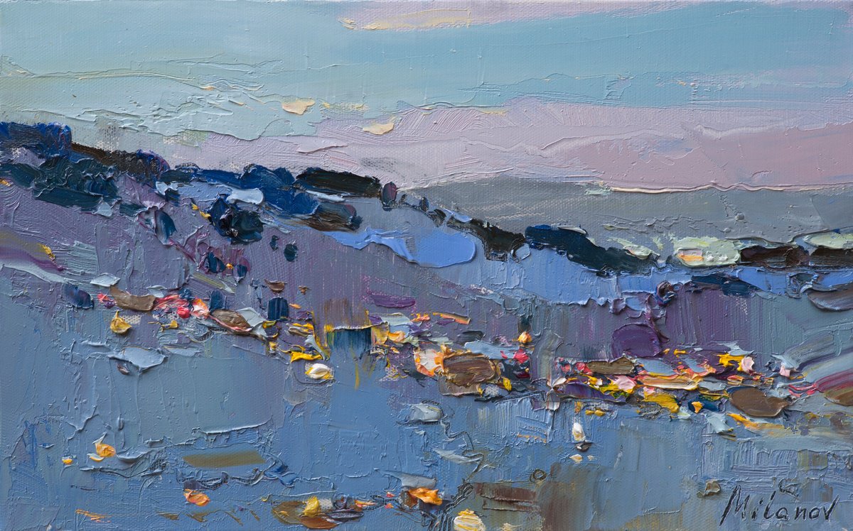 Impressionistic Landscape Oil Painting By Stojan Milanov, 16 X 10", " Zlatibor , Dusk ", Original Artwork