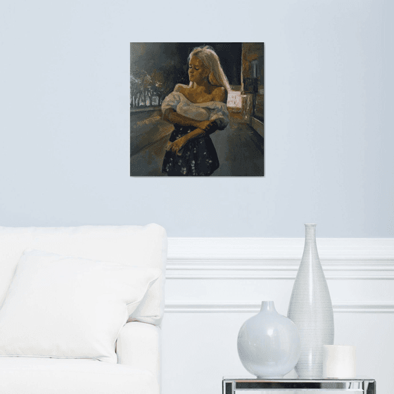 The peaceful evening 50x50cm ,oil/canvas, impressionistic portrait