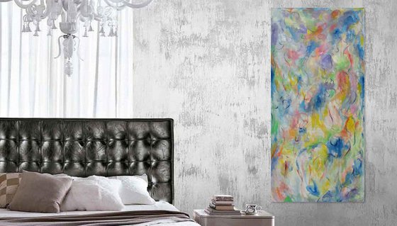 BREATH OF THE MOON - large abstract original painting, nude art, vertical, home hotel interior art decor