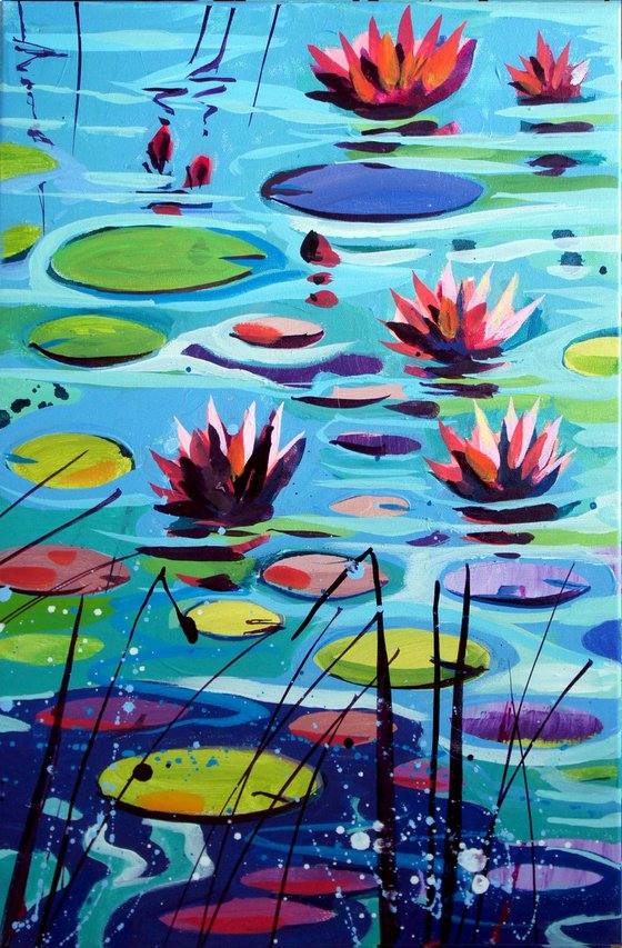 Water Lily Pond - Triptych