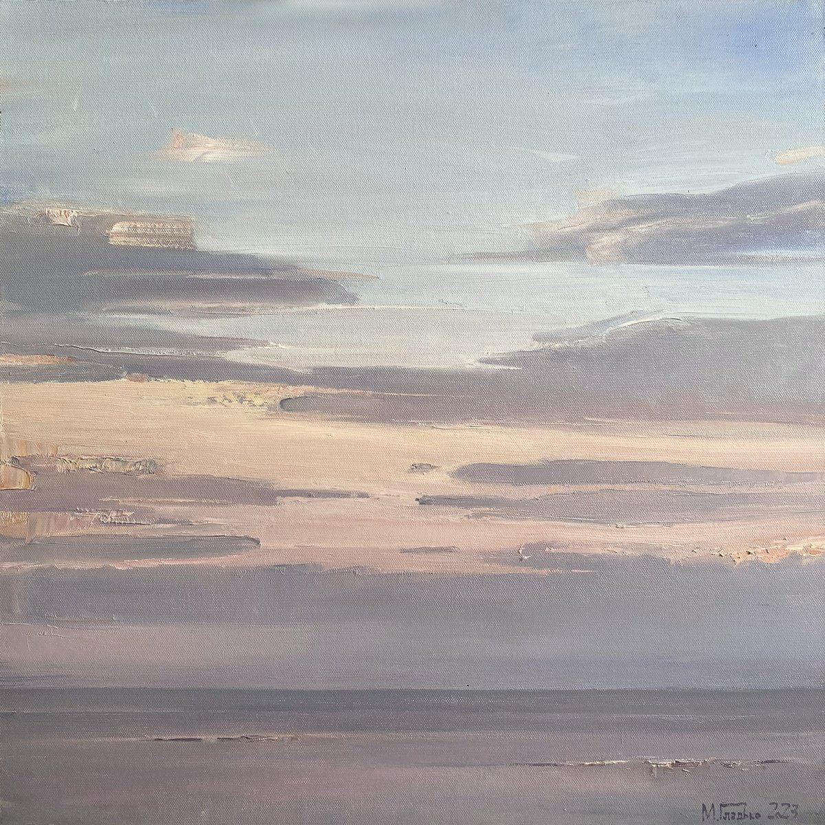 Impressionistic Landscape Oil Painting By Maxim Gladko, 31 X 31", Condition #10, Original Artwork