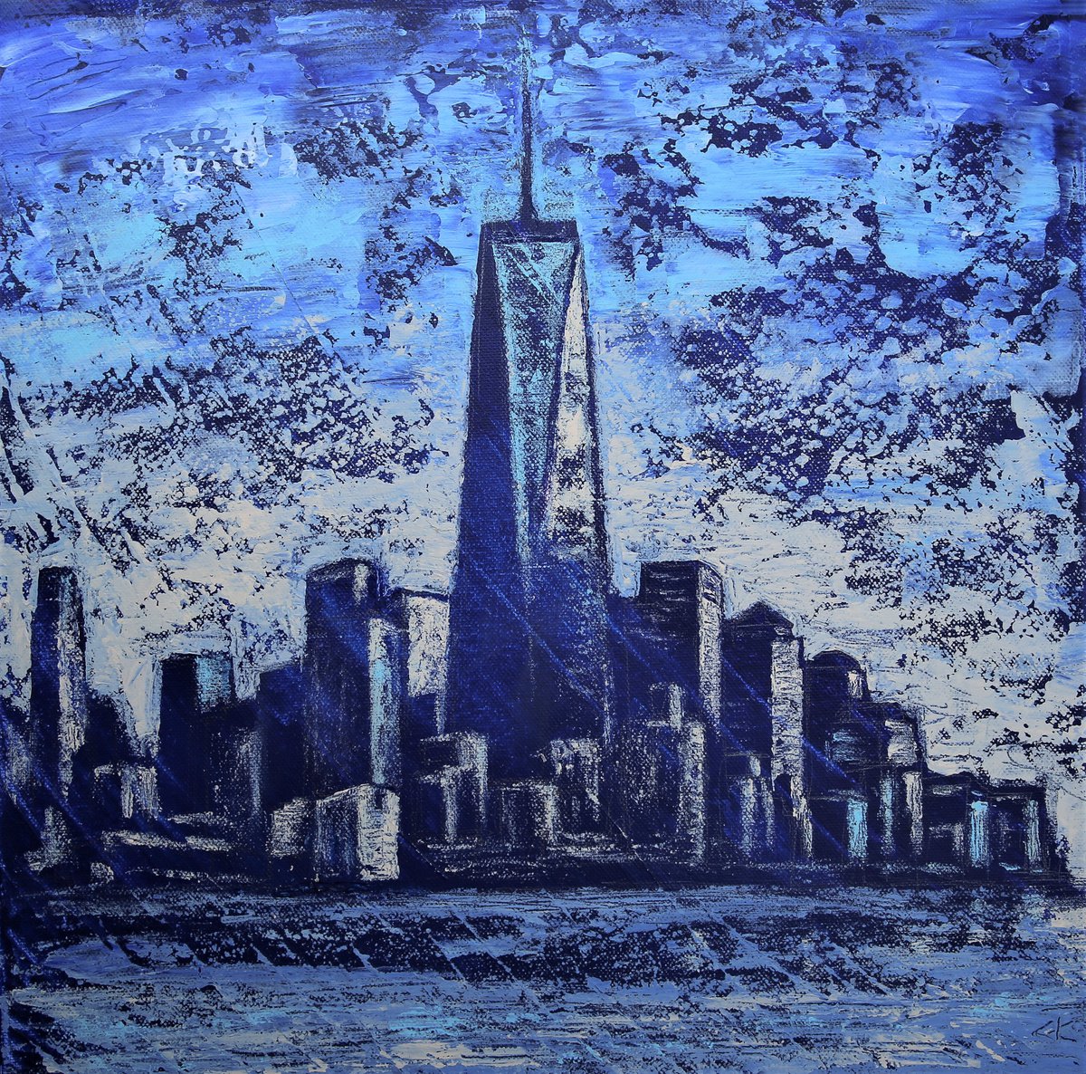 Impressionistic Cityscapes Acrylic Painting By Denys Kuvaiev, 16 X 16, Ny City, Original Artwork