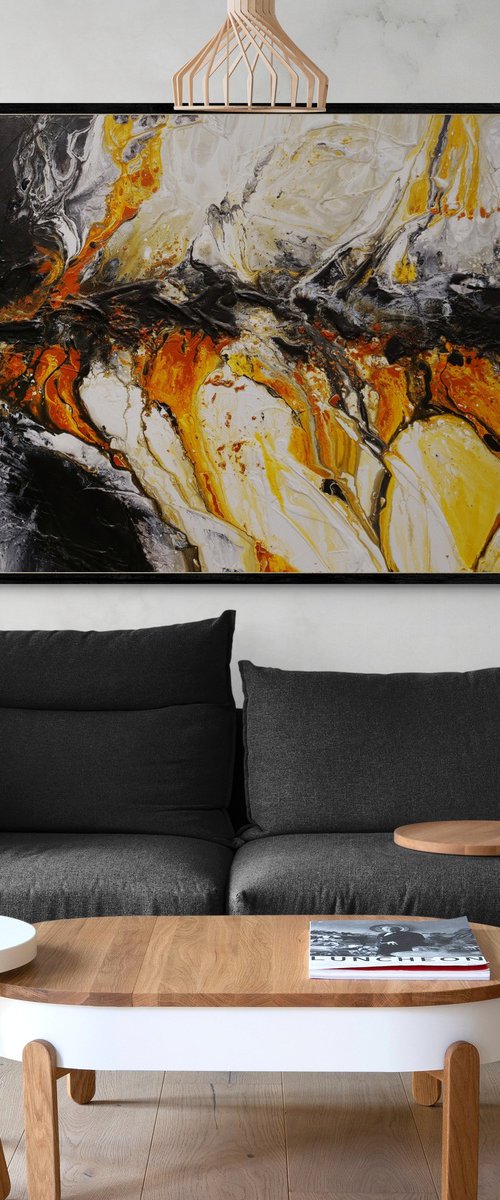 Sienna Depths 190cm x 100cm Textured Abstract Art by Franko