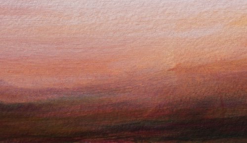 "Desert landscape in the pink dusk" - minimalistic abstract landscape - Ready to frame by Fabienne Monestier