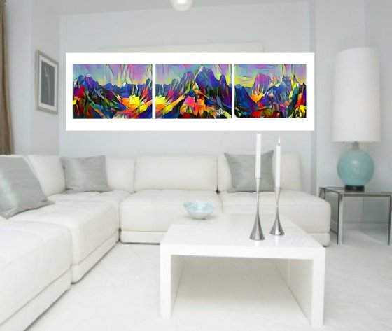 Triptych Aiguille Verte 3 toiles 40x60cm