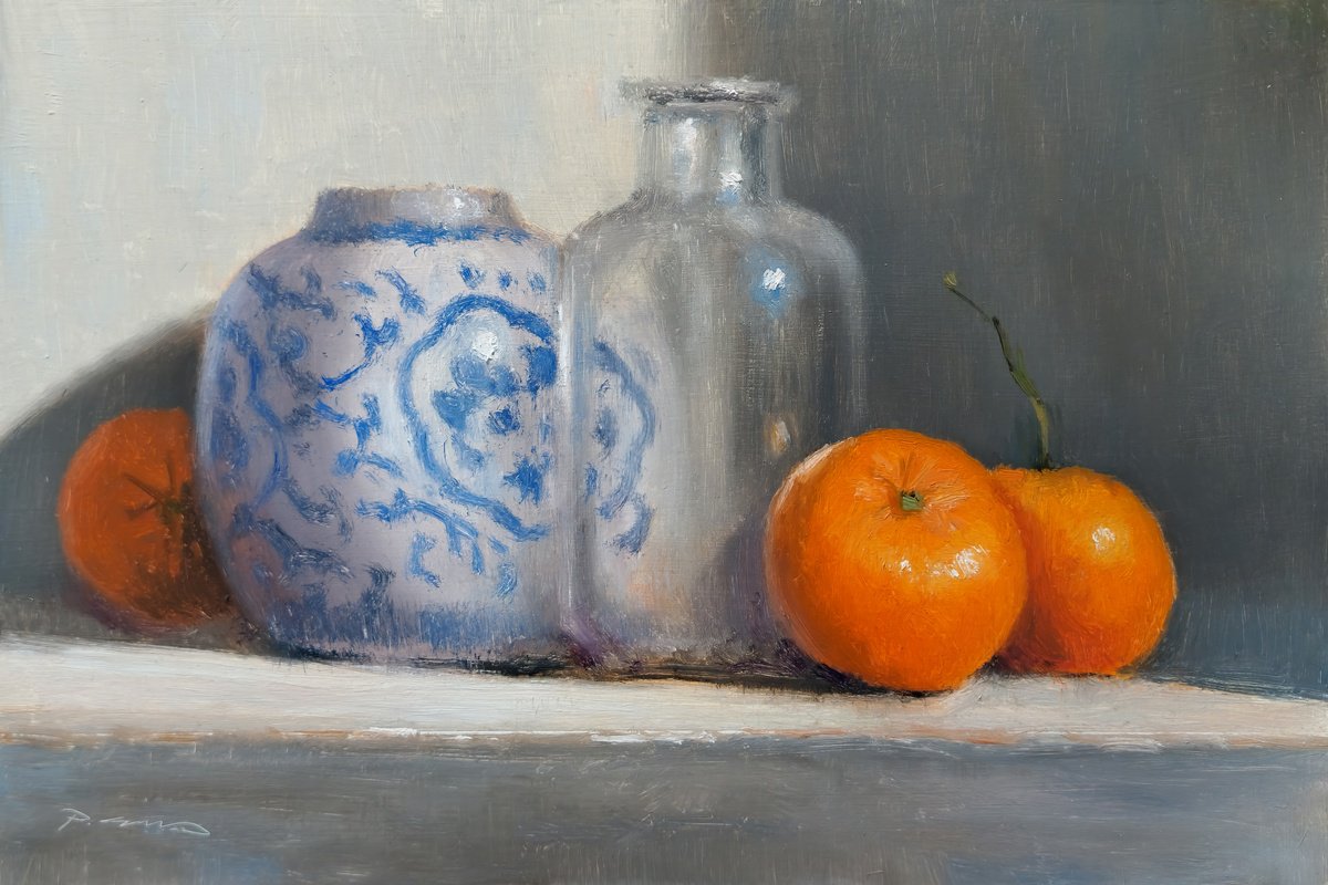 Tangerines And A Vase By Pascal Giroud, 12 X 8, Artwork For Sale On Artfinder