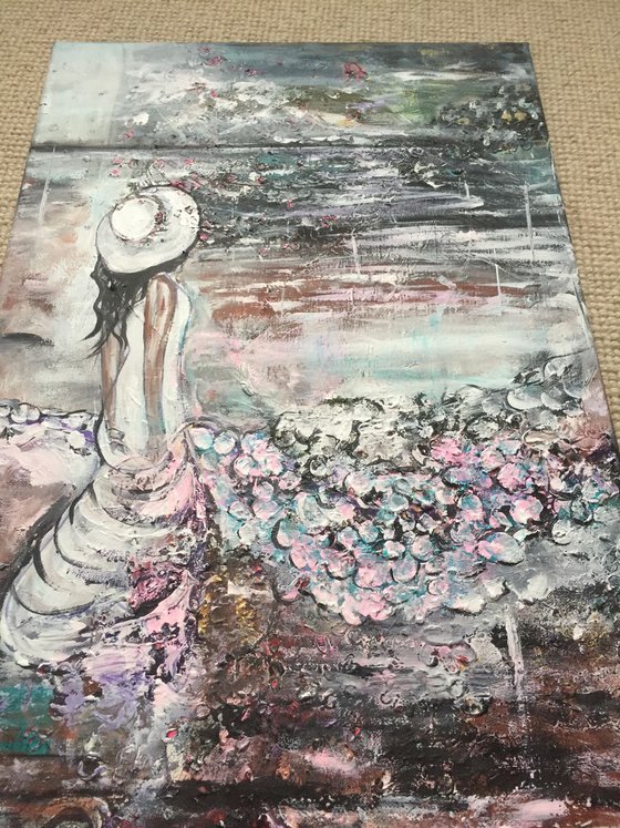 Finding My Way - Acrylic Painting Stretched Canvas Ready to Hang Artwork Woman Portraits Seascape Fine Art Abstract Paintings Colourful Gift Ideas Free Delivery