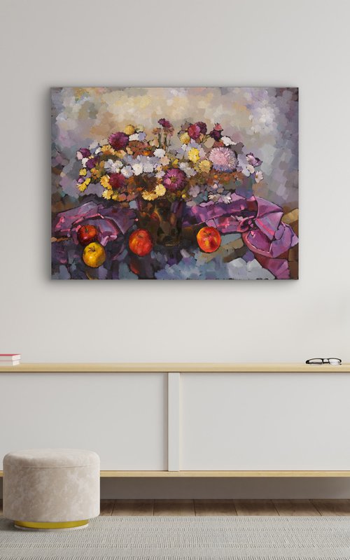 Flowers  and apples by Mykola Samoilenko