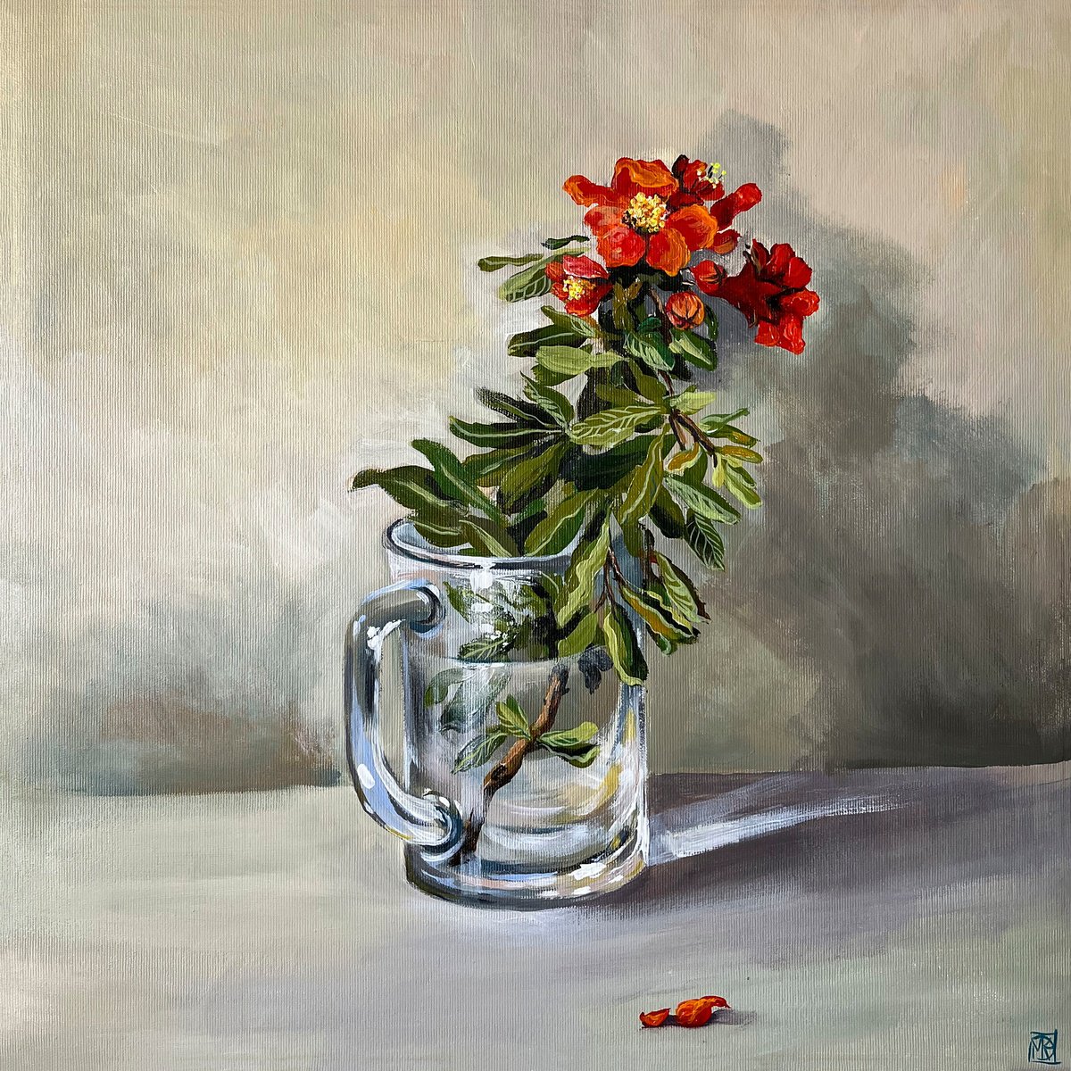 Pomegranate Flower By Maria Kireev, 20 X 20, Artwork For Sale On Artfinder