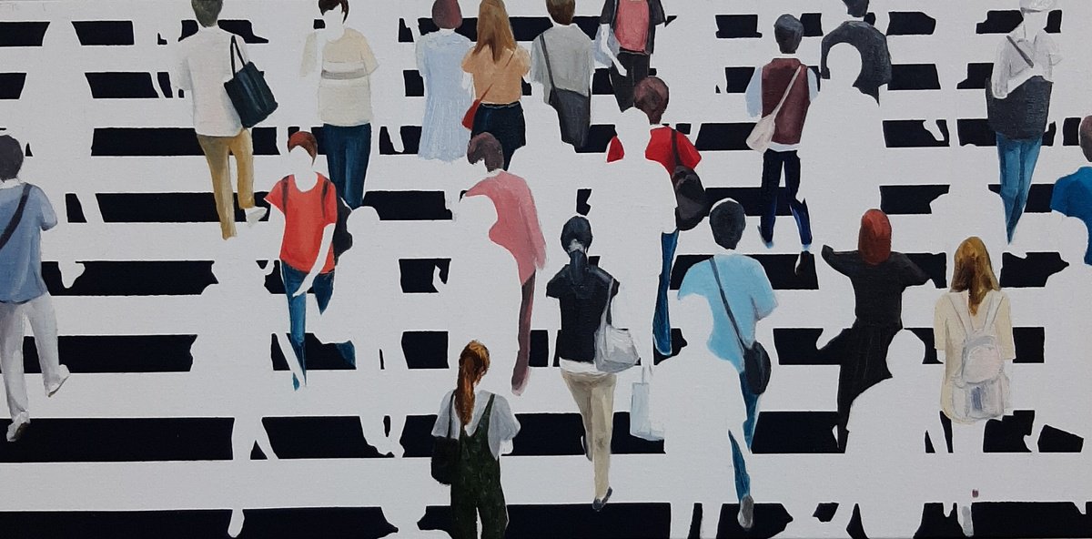 Urban And Pop Cityscapes Oil Painting By Martta Garcia, 24 X 12", Postal Code 94118, Original Artwork