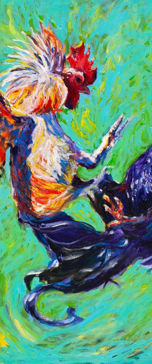 Fighting Roosters by Liudmila Pisliakova
