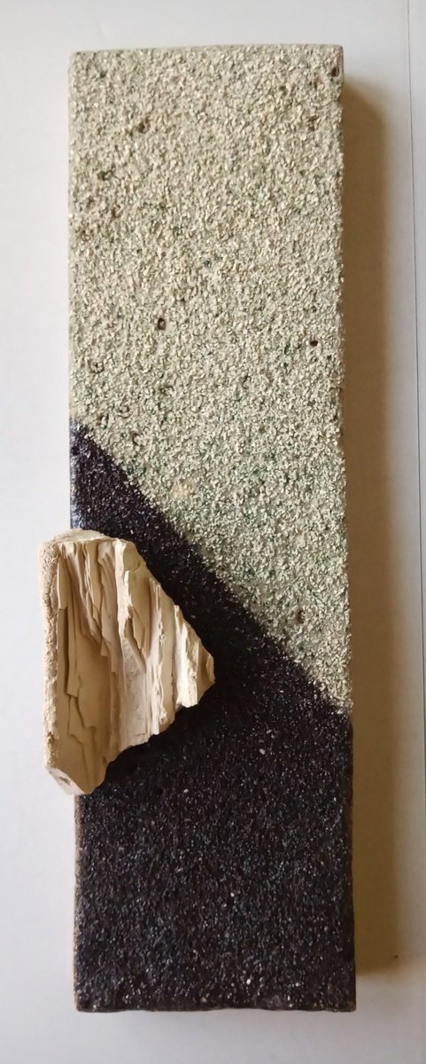 Abstract Relief By Rossitza Trendafilova, 4 X 12", "Debris I", Original Artwork