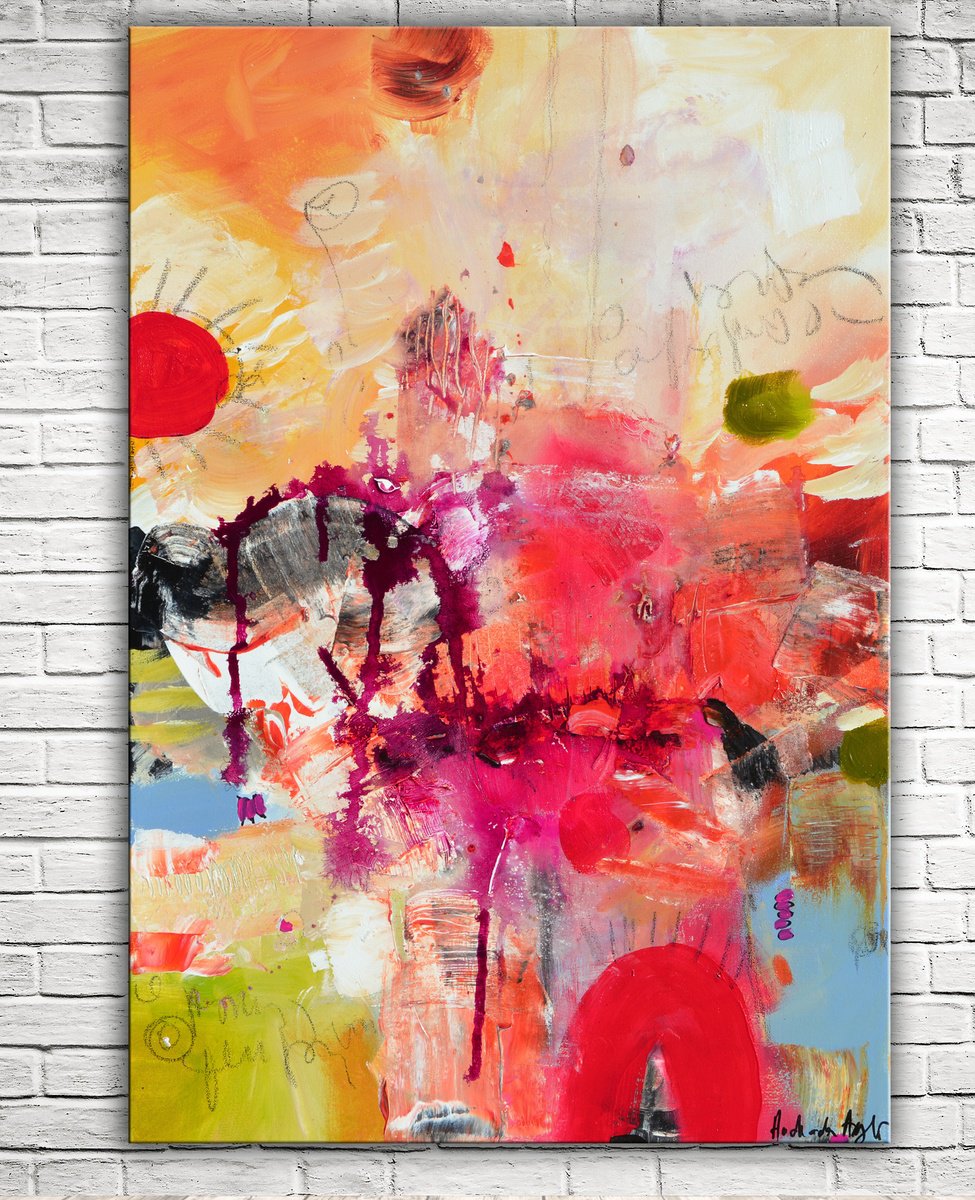 Abstract Acrylic Painting By Andrada Anghel, 20 X 30, Like A Ginger Flower, Original Artwork